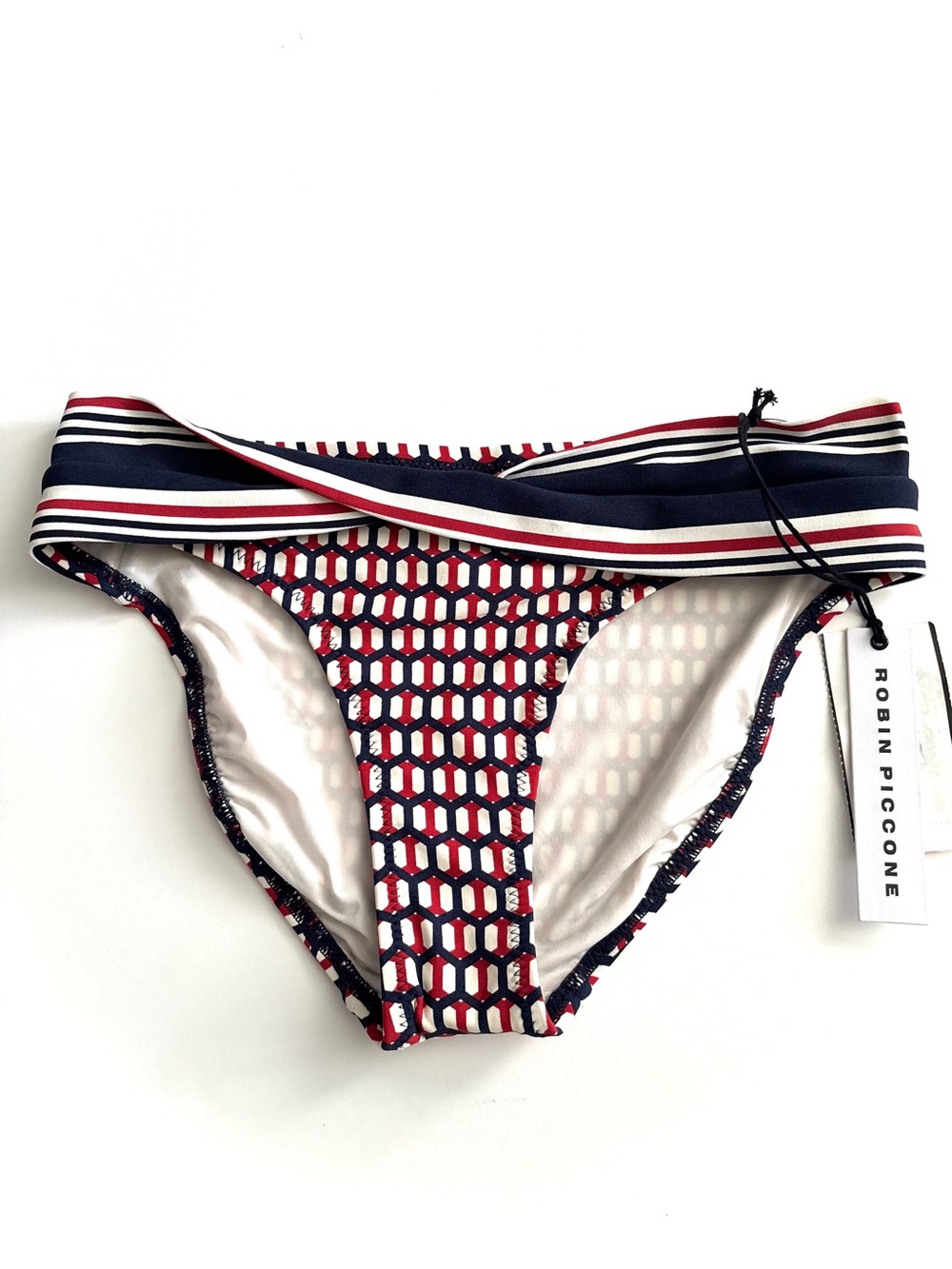Robin Piccone Swim Bikini Bottom Nwt Twisted Geo Print Small S
